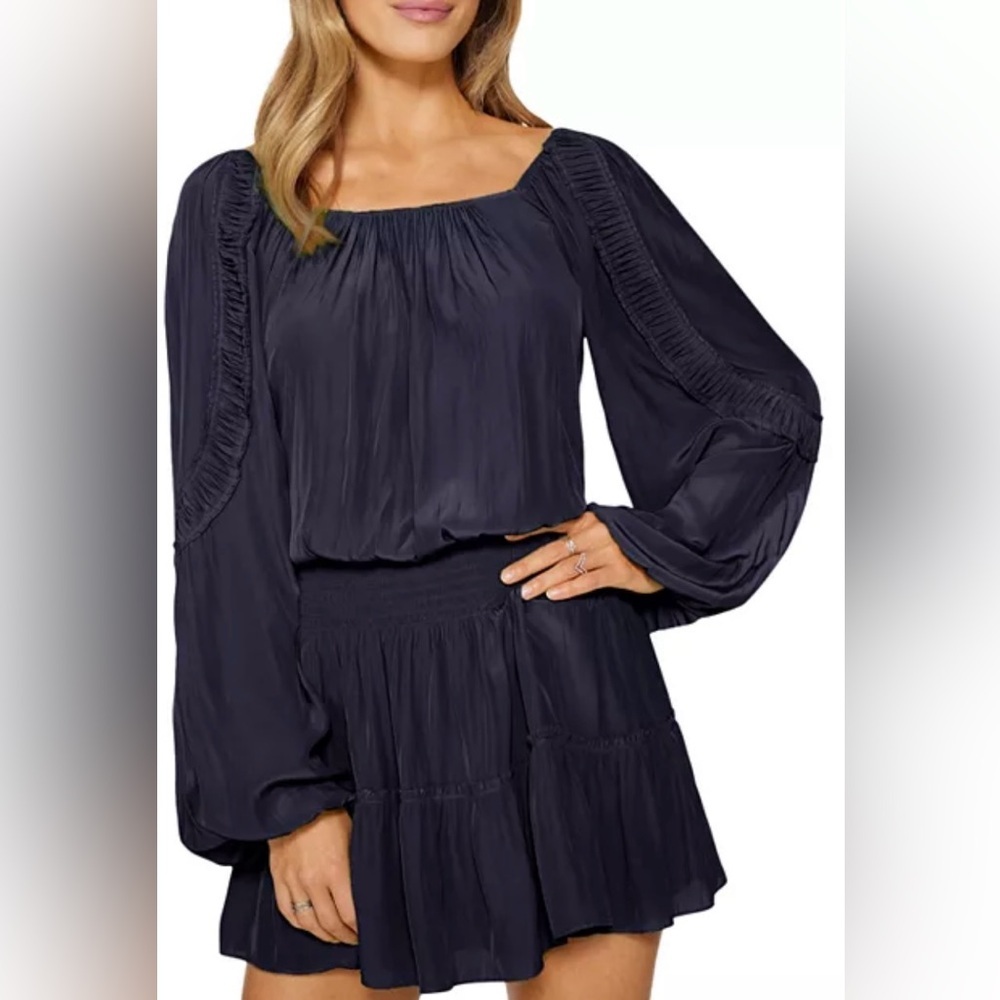 Ramy Brook Silva Navy long Sleeve Mini Dress Size S/P